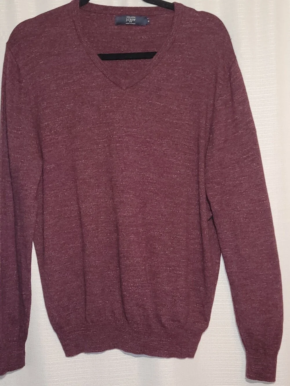 J. Crew Men's V-Neck Sweater in Heathered Burgundy
